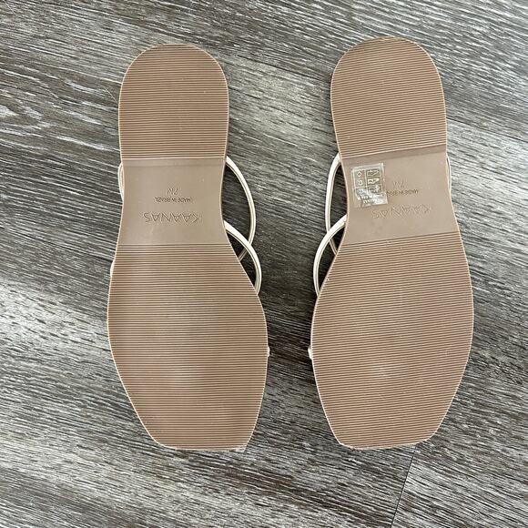 EUC Kaanas Kapok Square Toe Strappy Sandals Size 7M Nude Beige Minimalist Slides - Picture 9 of 13